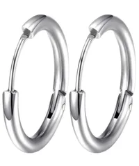 [Harunowa] 316L サージカルステンレス フープピアス 1.6mm幅 軸0.8mm 20G メンズ レディース つけっぱなし リング ワンタッチ 中折れ 金属アレルギー対応 軟骨 イヤーロブ 内径 8mm 10mm 12m [シルバー] [8mm]