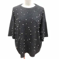 ザラ トラファルック ZARA Trafaluc ニット カットソー パール 七分袖 L チャコールグレー /YK