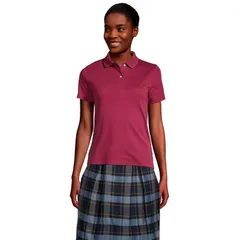 ランズエンド レディース トップス Tシャツ ポロシャツ Womens Lands End School Uniform Short Sleeve Interlock Polo Shirt Burgundy バーガンディ