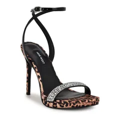ナインウェスト レディース シューズ パンプス サンダル ヒール Nine West Loola Womens Higheel Sandals Black Leopard ブラック