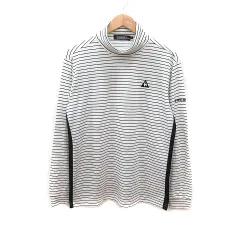 ルコックスポルティフ le coq sportif カットソー タートルネック ボーダー 長袖 L 白 ホワイト 黒 ブラック /MS