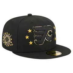 ニューエラ メンズ アクセサリー 帽子 Mens New Era Black Philadelphia Flyers Military Appreciation Digital Camo Stars 59FIFTY Fitted Hat Fly Black ブ