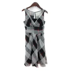 ペイトンプレイス PEYTON PLACE ワンピース ミニ チェック ノースリーブ レース 5 XS グレー /MN