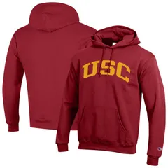 チャンピオン メンズ トップス Tシャツ フリース パーカー Mens Champion Cardinal USC Trojans Basic Arch Fleece Pullover Hoodie Usc Red レッド