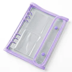 YESprime シール帳 A5 大きめ ダブルボタン 6穴 バインダー リフィル25枚セット 収納 女の子 プリクラ チェキ 透明 かわいい パープル [パープル]