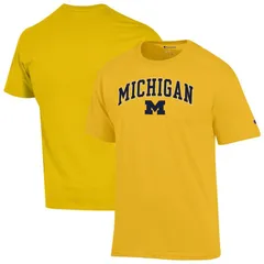 チャンピオン メンズ トップス Tシャツ ロゴ MensChampion Maize Michigan Wolverines Arch Over Logo TShirt Mic Gold ゴールド