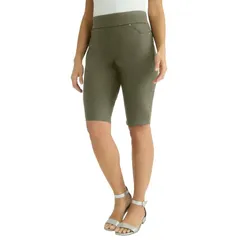 ジェシカロンドン レディース ボトムス ハーフパンツ・ショーツ プラスサイズ デニム Jessica London Womens Plusize Comfort Waistretch Denim Bermuda Short Dark Olive Green グ