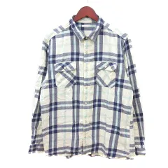 ジーユー GU ネルシャツ チェック 長袖 XL 紺 ネイビー /MN ●RY