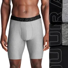 アンダーアーマー メンズ アンダーウェア ボクサーパンツ Mens Under Armour 3pack Performance Tech 9in Long Leg Boxer Briefsteelのサムネイル