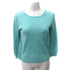 クミキョク 組曲 KUMIKYOKU ニット カットソー 長袖 コットンパール アンゴラ混 2 M 緑 グリーン /YI