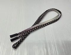 帯締/未使用品/紫×白×金/撚り房/10212