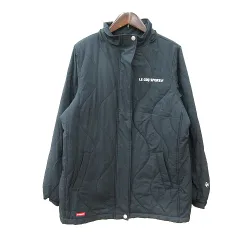 ルコックスポルティフ le coq sportif 中綿ジャケット 総裏地 ロゴ刺繍 M 黒 ブラック /MN