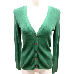 ユナイテッドアローズ UNITED ARROWS カーディガン ニット 長袖 絹 シルク 緑 グリーン /RT