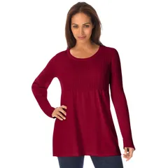 ジェシカロンドン レディース アウター ニット・セーター プラスサイズ リブ Jessica London Womens Plusize Ribbed Baby Doll Tunic Sweaterich Burgundy バーガンディ