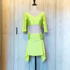 訳あり★ベリーダンス衣装セットアップ　レッスン着ウェア練習着　トップス　ヒップスカーフ　スカート