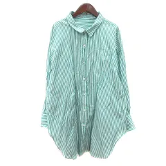 チャコクローゼット Chaco closet シャツワンピース ミニ ストライプ 長袖 F 緑 グリーン /MN