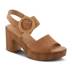 スプリングステップ レディース シューズ サンダル ヒール Spring Step Gamona Womens Cork Heeled Sandals Tan Suede タン