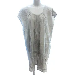 パドカレ pas de calais シャツワンピース ひざ丈 カットオフ ダメージ加工 フレンチスリーブ 38 M カーキ 緑 グリーン /AUのサムネイル
