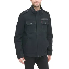 リーバイス メンズ アウター ジャケット・ブルゾン コットン Mens Levis Cotton Military Jacket Black ブラック