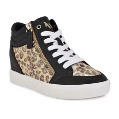 ナインウェスト レディース シューズ スニーカー Nine Westons Womens High Top Wedge Sneakers Gold Leopard Black ブラックのサムネイル