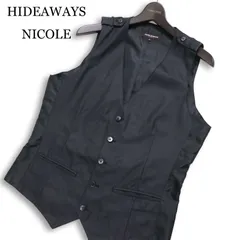 HIDEAWAYS NICOLE ハイダウェイ ニコル 通年★ エポレット スリム シンチバック ジレ ベスト Sz.48 メンズ 黒