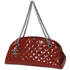 シャネル CHANEL マドモアゼル チェーン ハンドバッグ コマーク マトラッセ ボーリングバッグ エナメル ショルダーバッグ パテントレザー レッド レディース 【中古】