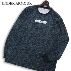 UNDER ARMOUR アンダーアーマー HEATGEAR★ 長袖 ペイズリー 総柄 ロゴ Tシャツ カットソー Sz.L メンズ 紺 トレーニング