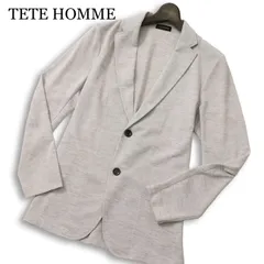 TETE HOMME テットオム 春夏★ メランジ ジャージー ストレッチ アンコン テーラード ジャケット Sz.L メンズ 灰 グレーのサムネイル