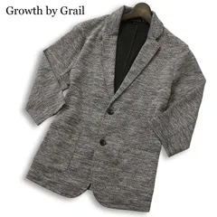 Growth by Grail グロースバイグレイル 春夏★ 7分袖 ストレッチ アンコン テーラード ジャケット Sz.L メンズ グレー