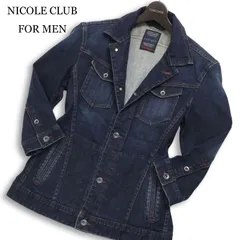 NICOLE CLUB FOR MEN ニコルクラブ フォーメン 春夏★ 7分袖 USED加工 スリム デニム ジャケット Sz.48 メンズ