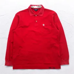 BURBERRY GOLF 長袖ポロシャツ S レッド コットン 胸ポケット ワンポイントロゴ刺繍