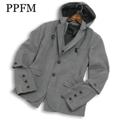 PPFM ペイトンプレイス 通年★ レイヤード風 フーディー  テーラード ジャケット Sz.M メンズ 灰 グレーのサムネイル