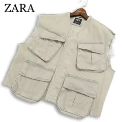 ZARA ザラ マン 通年 現行タグ★ カットオフ ノースリーブ オーバーサイズ ワーク ベスト Sz.M メンズ
