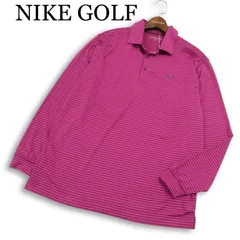 【新品 未使用】 NIKE GOLF ナイキ ゴルフ 通年★ 長袖 ボーダー ロゴ刺繍 ポロシャツ Sz.L メンズ