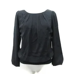 23区 オンワード樫山 シフォンブラウス プルオーバー 長袖 38 M 黒 ブラック /YI