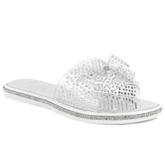 ジューシークチュール レディース シューズ サンダル Juicy Couture Yamara Womens Flat Sandals Clear Silver シルバーのサムネイル