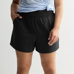 Tek Gear レディース ボトムス ハーフパンツ・ショーツ プラスサイズ ショートパンツ Plusize Tek Gear Essential Soft Relax Shorts Mineral Black ブラック