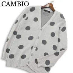 CAMBIO カンビオ 春夏★ 麻 リネン混 ドット柄 ニット カーディガン 日本製 Sz.S メンズ 灰 グレーのサムネイル
