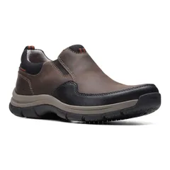 クラークス メンズ シューズ スリッポン・ローファー レザー ClarksR Walpath Step Mens Waterproof Leather Shoes Dark Brown ブラウン