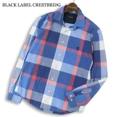 BLACK LABEL CRESTBRIDGE ブラックレーベル クレストブリッジ 麻混 リネン★ 長袖 チェック ロゴ刺繍 シャツ Sz.S メンズ