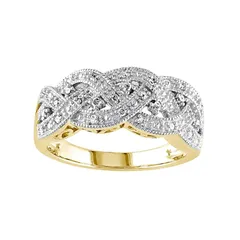 ステラ グレース レディース アクセサリー リング Stella Grace 18 CaratW Diamond RhodiumPlated Sterling Silver Scalloped Woven Ring Yellow イエロー