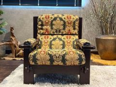 昭和レトロ オールド カリモク 金華山 1人掛け ソファー 花柄 ベロア