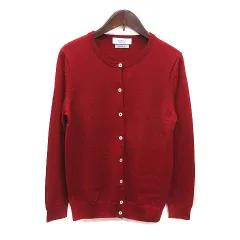 ニューヨーカー NEWYORKER カーディガン ニット ウール 長袖 L 赤 レッド /MS