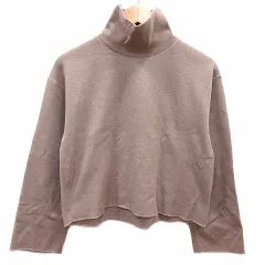 ザラ ZARA カットソー ハイネック ショート丈 長袖 S 茶 ブラウン /YK