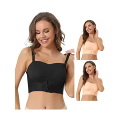アレグラ ケー レディース アンダーウェア ブラジャー ストラップレス ALLEGRA K 3 Packs Womens Wirefree Brastrapless Breathable Pushup Support Bralette For Wedding