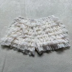 【美品】 gelato pique （ジェラートピケ） ハートチュールフリルショートパンツ ティアードフリル ルームウェア インナーパンツ レディース Sサイズ Mサイズ