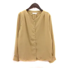 ドレスキップ DRESKIP ノーカラーシャツ 長袖 L イエローベージュ /MS ●RY