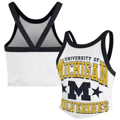 フォーティセブンブランド レディース トップス Tシャツ クロップド 47 Brand Womens 47 White Michigan Wolverines Energize Sporty Cropped Racerback Tank Top Mic Whi