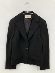 marie claire マリークレール テーラードジャケット 9 ブラック 無地 ミドル丈 フードなし シングル