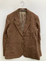 ATHENE テーラードジャケット 9号 ブラウン ウール・ニット ツイード 無地 ミドル丈 フードなし シングル